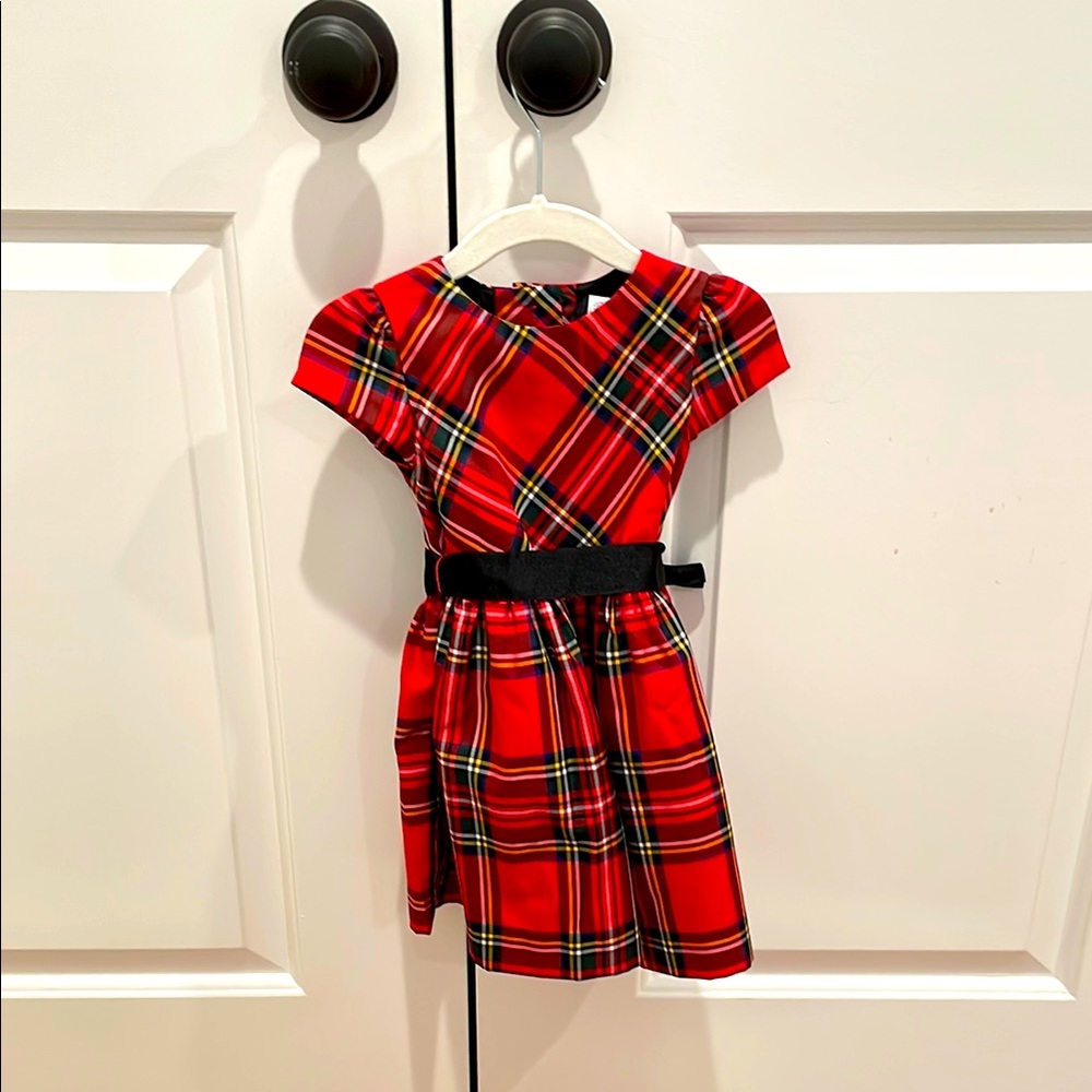 Red and Black Fit and Flare Dress with Flutter Cap Sleeves